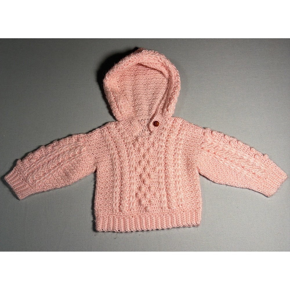Handmade Baby Girl Size 9 Months Pink Knitted Sweater